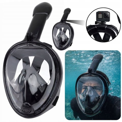 Maska pływacka DO SNORKELINGU PEŁNOTWARZOWA 180 STOPNI CZARNA Best Way (30666)