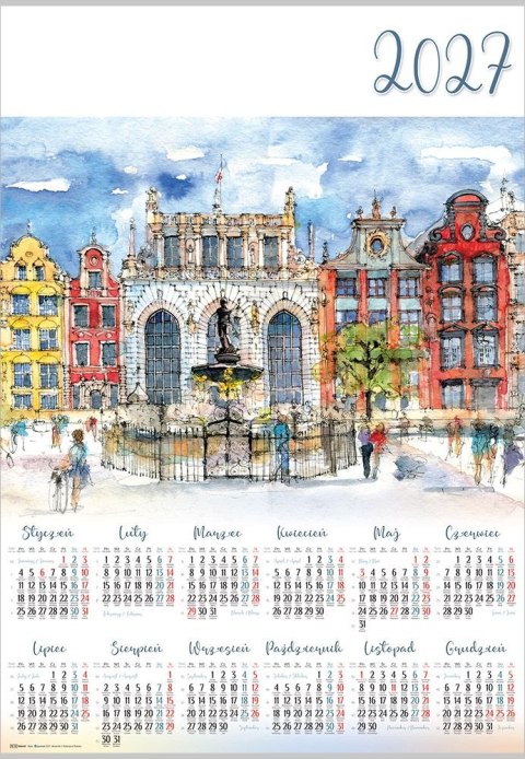 Kalendarz ścienny GDAŃSK plakatowy A4 607mm x 880mm Lucrum (PL10)