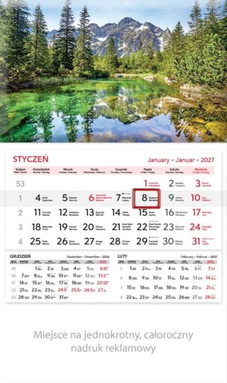 Kalendarz ścienny SZCZYTY JEDNODZIELNY 320mm x 560mm Lucrum (KT01)