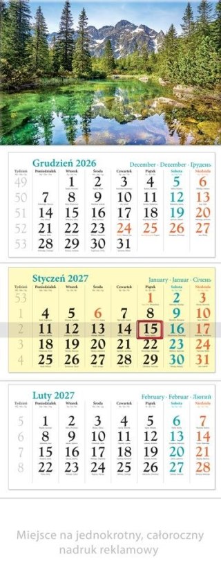Kalendarz ścienny TATRY TRÓJDZIELNY 320mm x 860mm Lucrum (KT02)