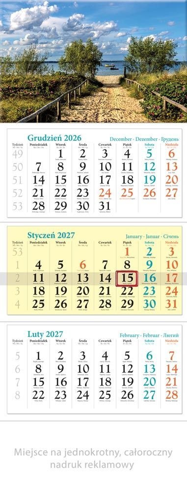 Kalendarz ścienny ZATOKA TRÓJDZIELNY 320mm x 860mm Lucrum (KT05)