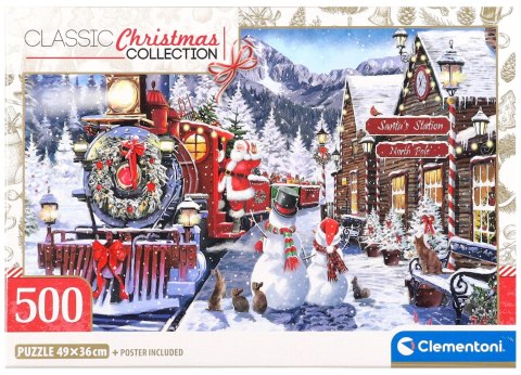 Puzzle 500 elementów Train Station Snowaman Boże Narodzenie 500 el. Clementoni (35627)