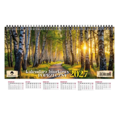 Kalendarz biurkowy poprzeczny 2027 tygodniowy A4 285mm x 135mm Pan Kalendarzyk (KBP-V)