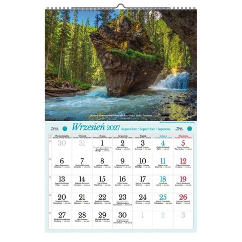 Kalendarz ścienny 2027 MAGICZNE WODOSPADY 470mm x 320mm Pan Kalendarzyk (A3 VD.13)