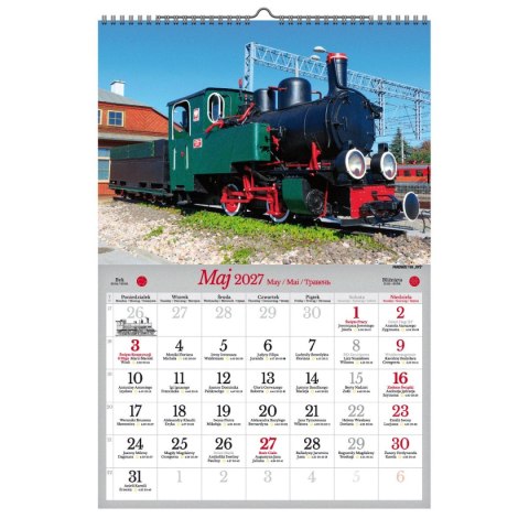 Kalendarz ścienny 2027 PAROWOZY 470mm x 320mm Pan Kalendarzyk (A3 VD.19)