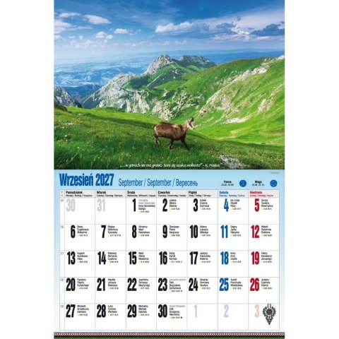 Kalendarz ścienny ALBUMOWY TATRY PO ZBÓJU 470mm x 320mm Pan Kalendarzyk (KSA V.5)