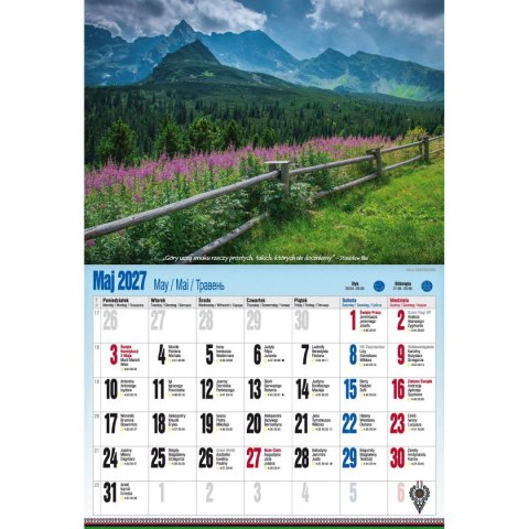Kalendarz ścienny ALBUMOWY TATRY PO ZBÓJU 470mm x 320mm Pan Kalendarzyk (KSA V.5)