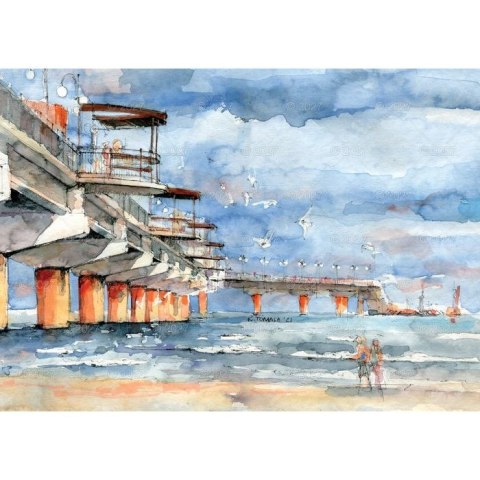 Kalendarz ścienny RODZINNY MIASTA W AKWARELI 13-KARTKOWY 280mm x 200mm Lucrum (WL5)