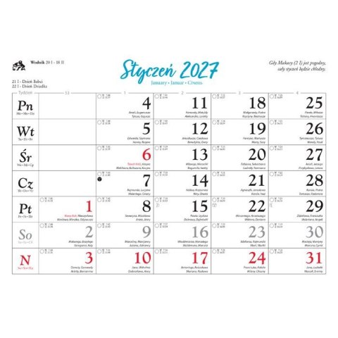 Kalendarz ścienny RODZINNY MIASTA W AKWARELI 13-KARTKOWY 280mm x 200mm Lucrum (WL5)