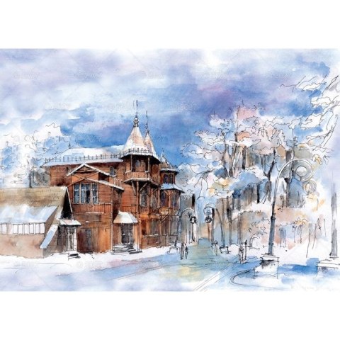 Kalendarz ścienny RODZINNY MIASTA W AKWARELI 13-KARTKOWY 280mm x 200mm Lucrum (WL5)