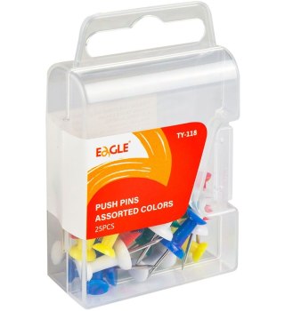 Pinezki tablicowe Eagle TY-118 kolorowe kolor: mix 25 szt Eagle (110-1736)