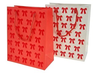 Torba prezentowa welurowe kokardki, 18x23x9cm [mm:] 230x180x 90 Adar (635128)