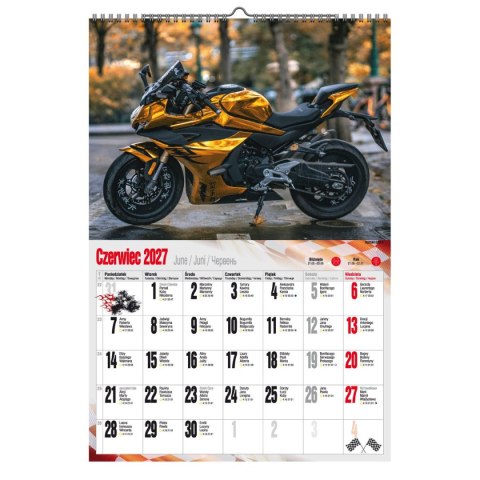 Kalendarz ścienny 2027 MOTOCYKLE 470mm x 320mm Pan Kalendarzyk (A3 VD.21)