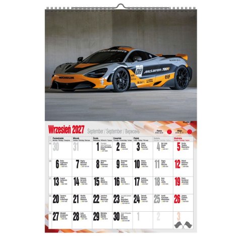 Kalendarz ścienny 2027 SUPER CARS 470mm x 320mm Pan Kalendarzyk (A3 VD.17)