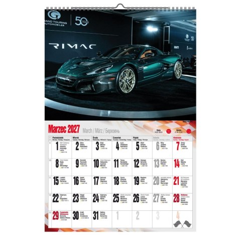 Kalendarz ścienny 2027 SUPER CARS 470mm x 320mm Pan Kalendarzyk (A3 VD.17)