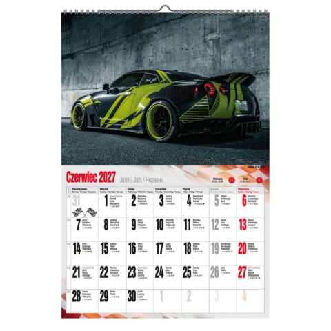 Kalendarz ścienny 2027 SUPER CARS 470mm x 320mm Pan Kalendarzyk (A3 VD.17)