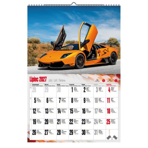 Kalendarz ścienny 2027 SUPER CARS 470mm x 320mm Pan Kalendarzyk (A3 VD.17)