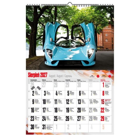 Kalendarz ścienny 2027 SUPER CARS 470mm x 320mm Pan Kalendarzyk (A3 VD.17)