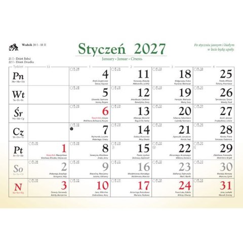 Kalendarz ścienny RODZINNY TATRY i PODHALE 13-KARTKOWY 280mm x 200mm Lucrum (WL4)