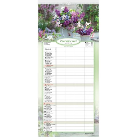 Kalendarz ścienny notatnikowy 2027 kompozycje kwiatowe 220mm x 470mm Lucrum (WN02)