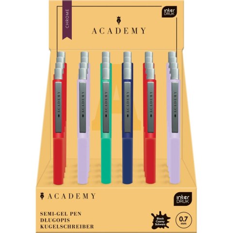 Długopis standard ACADEMY CHROM metalowy wkład niebieski 0,7mm Interdruk (automatyczny)