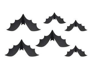 Ozdoba halloweenowa Dekoracja papierowa Nietoperze, 19-29 cm, czarny (1 op. / 6 szt.) Partydeco (DNT11)