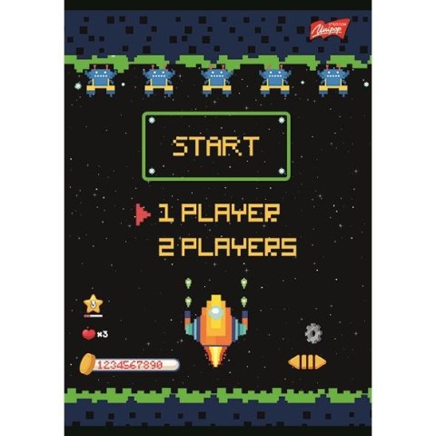 Zeszyt A5 PIXEL UNIVERSE 16k. 70g podwójna linia kolor Unipap