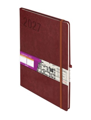 Kalendarz książkowy (terminarz) 2027 Formalizm tygodniowy, brązowy A5 210mm x 145mm Antra (Kal001541)