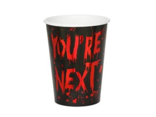 Kubek jednorazowy Kubeczki papiero You're next, 250 ml, czarno-czerwony papier 250ml Partydeco (KPP120-EU1)