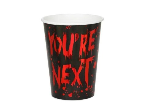 Kubek jednorazowy Kubeczki papiero You're next, 250 ml, czarno-czerwony papier 250ml Partydeco (KPP120-EU1)