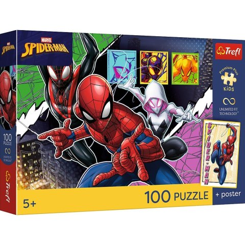 Puzzle Spiderman PREMIUM PLUS KIDS Bohaterski pająk" 100 el. Trefl (16557)