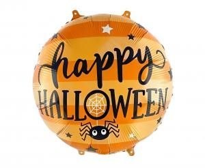Balon foliowy 18" "Happy Halloween", pomarańczowy, z pajączkiem 18cal Godan (FG-HHF1)