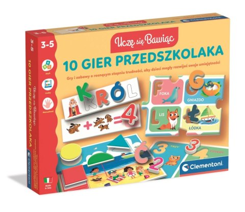 Gra edukacyjna UCZĘ SIĘ BAWIĄC 10 GIER PRZEDSZKOLAKA Clementoni (50421)