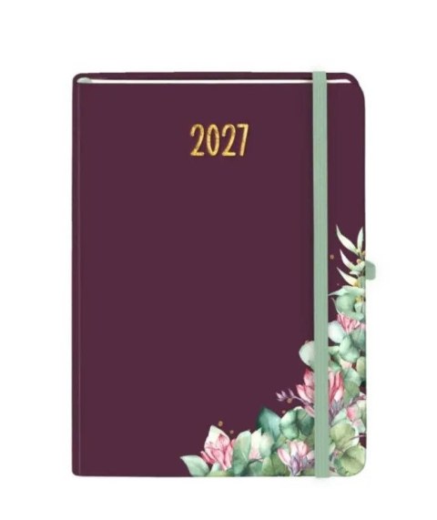 Kalendarz książkowy (terminarz) 2027 Botanical tygodniowy bordowy A4 Antra