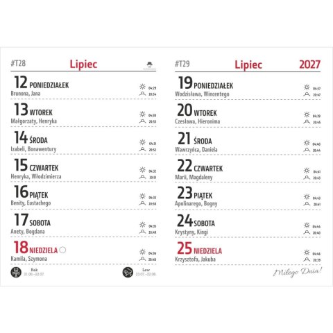 Kalendarz książkowy (terminarz) FUKS KIESZONKOWY MAŁY 80mm x 115mm Avanti (KK V.1)