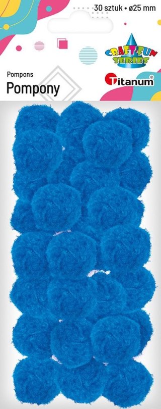 Pompony Craft-Fun Series poliestrowe niebieskie 30 szt Titanum