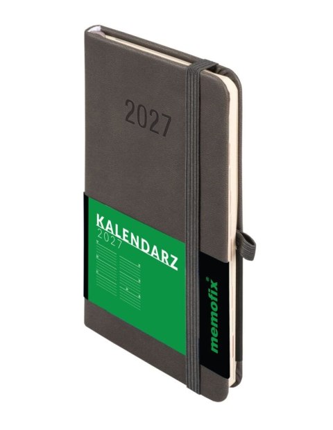 Kalendarz książkowy (terminarz) 2027 MEMOFIX tygodniowy, grafitowy A6 150mm x 84mm Antra (Kal001469)