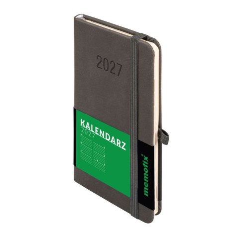 Kalendarz książkowy (terminarz) 2027 MEMOFIX tygodniowy, grafitowy A6 150mm x 84mm Antra (Kal001469)