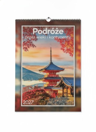 Kalendarz ścienny PODRÓŻE PRZEZ WIEKI I KONTYNEN 13 planszowe 315mm x 500mm Jotan (WP136)