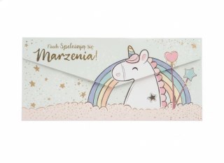 Kartka składana DL+ Koperta MIĘTOWY JEDNOROŻEC Henry (5908451986193)