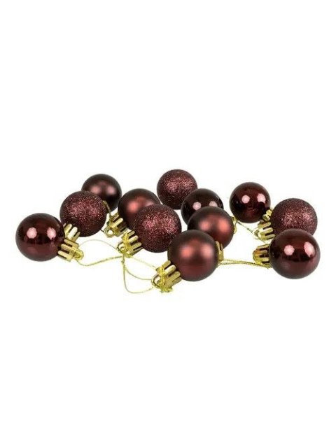 Bombki MINI 12SZTUK BORDOWE 2,5CM plastik Arpex (BN3208BOR-7680)