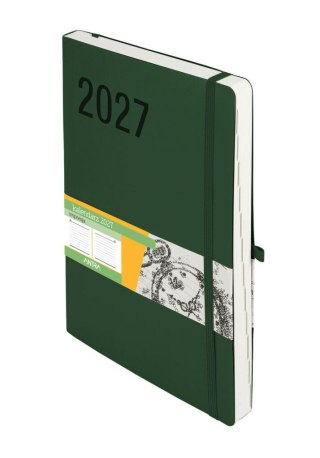 Kalendarz książkowy (terminarz) 2027 Impresja dzienny, zielony B5 247mm x 172mm Antra (Kal001544)