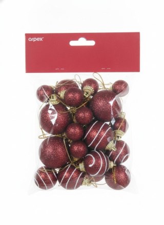 Bombki mix 2-4cm bordowe plastik Arpex (BN3222BOR-7598)