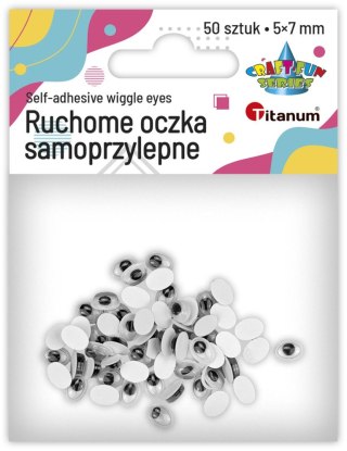Oczy samoprzylepne Titanum Craft-Fun Series owalne ruchome 6x8mm