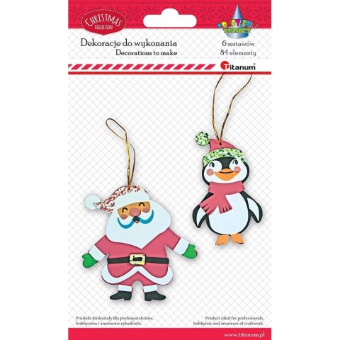 Ozdoba świąteczna Craft-Fun Series Mikołaj i pingwin do samodzielnego złożenia Titanum (20615)